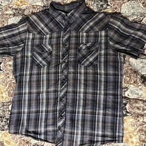 Helix Black and Gray Casual Plaid Shirt